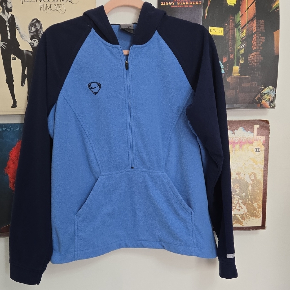 Vintage Y2K Nike Two-Tone Blue Hooded Fleece Pullover